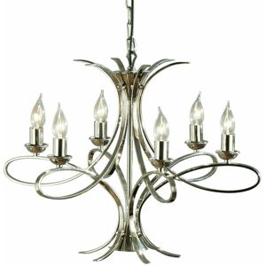 LOOPS Eaves Hanging Ceiling Pendant Chandelier 6 Lamp Polished Nickel Curve Arm Light