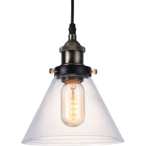 PRIVATEFLOOR Edison Small Crystal Lampshade Pendant Lamp - Carbon Steel Bronze Glass, Steel, Metal - Bronze