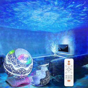 DENUOTOP Egg Starry Sky Galaxy Planetarium led Projector with Remote Control, Polarlicht Night Light with Bluetooth Speaker, Aurora Effects, White Noise and