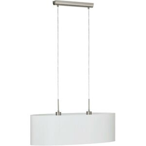 Pasteri - 2 Light Ceiling Pendant Bar Satin Nickel with White Fabric Shade, E27 - Eglo