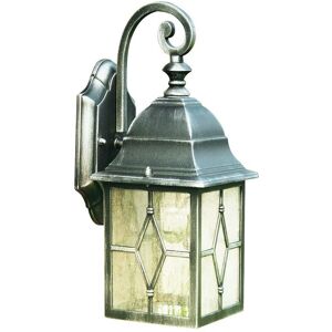 Genoa - 1 Light Outdoor Garden Wall Lantern Black Silver with Lead Glass, E27 - Searchlight