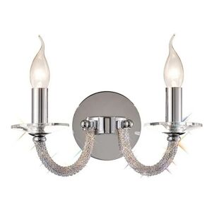 INSPIRED LIGHTING Inspired Diyas - Elena - Wall Lamp Switched 2 Candle Light Polished Chrome, Crystal