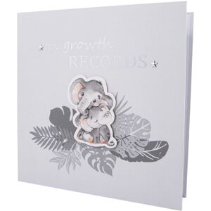 Elephant Themed Cute Baby Growth Records Book with 32 Pages to Personalise by Happy Homewares Grey