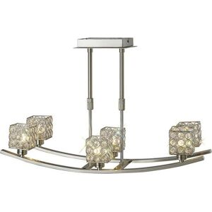 INSPIRED LIGHTING Inspired Diyas - Elsa - Telescopic Semi Flush Ceiling Pendant 6 Light Satin Nickel, Crystal