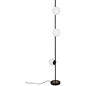 PRIVATEFLOOR Elsie 3 Bulbs Floor Lamp - Metal and Glass Black Glass, Metal - Black