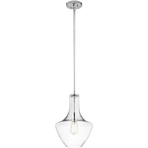 Everly - 1 Light Small Dome Ceiling Pendant Light Chrome, E27 - Elstead