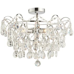 Endon - Alisona Elegant Decorative Bathroom Semi Flush 4 Light Chandelier Chrome Plated with Clear Faceted Crystals, IP44