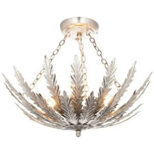 Endon - Delphine Decorative Silver Layered Leaf Semi Flush Ceiling Light