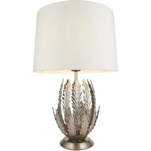 Delphine Decorative Silver Layered Leaf Table Lamp with Ivory Fabric Shades - Endon