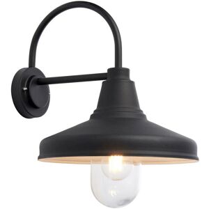 Farmhouse Traditional Outdoor Dome Wall Light Textured Black Glass Shade, IP44 - Endon