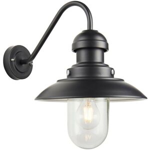 Hereford Traditional Outdoor Dome Wall Light Matt Black Glass Shade, IP44 - Endon