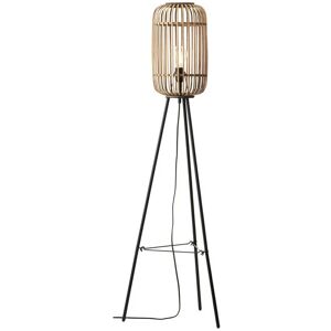 Mathias Base & Shade Floor Lamp, Natural Bamboo, Plywood, Matt Black Paint - Endon