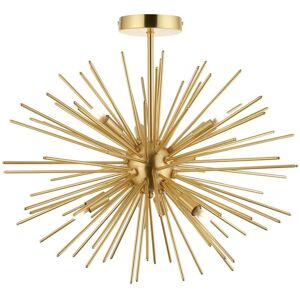 Orta Multi Arm Lamp Semi Flush Ceiling Lamp, Satin Brass Plate - Endon