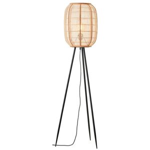 Zaire Complete Floor Lamp, Natural Linen, Natural Bamboo, Matt Black - Endon
