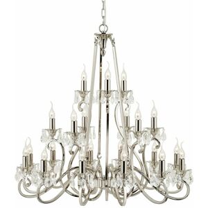 LOOPS Esher Ceiling Pendant Chandelier Polished Nickel & Crystal Curved 21 Lamp Light