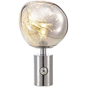 PRIVATEFLOOR Table Lamp - Globe Design Living Room Lamp - Evanish Silver Acrylic, Metal - Silver