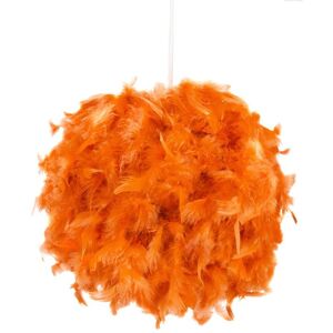 Eye-Catching and Modern Small Orange Feather Decorated Pendant Lighting Shade by Happy Homewares - Orange