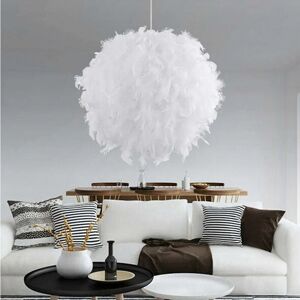 Feather hanging lamp, Chandelier diameter 30 cm white Groofoo