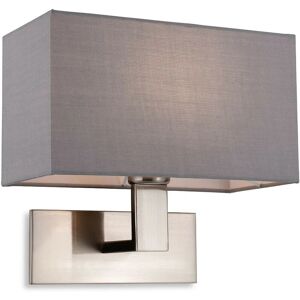 FIRSTLIGHT PRODUCTS Firstlight Raffles Wall Lamp Brushed Steel with Rectangle Grey Shade