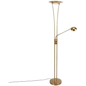 QAZQA Floor lamp bronze incl. led with reading arm - Ibiza - Bronze