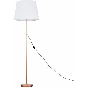 Valuelights - Floor Lamp Charlie Stem Standing Light in Copper with Large Tapered Shade - White + led Bulb