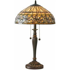 LOOPS Floral Tiffany Glass Table Lamp - Mottled Glass & Dark Bronze Finish - led Lamp