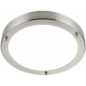 LOOPS Flush Bathroom Ceiling Light Satin Nickel IP44 Round led Cool White Lamp Fitting