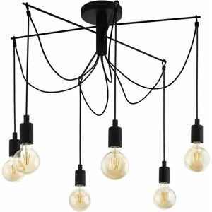 LOOPS Flush Ceiling 6 Bulb Light Colour Black Metal Looped Flex Bulb E27 6x60W