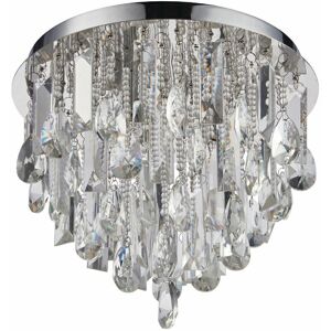 LOOPS Flush Ceiling Mount Light Chrome & Crystal Shade Round Vintage Bulb Pendant Rose