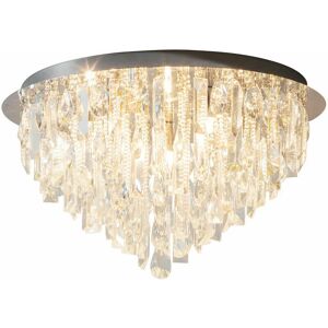 LOOPS Flush Ceiling Mount Light Chrome & premium K5 Crystal Lamp Bulb Round Chandelier