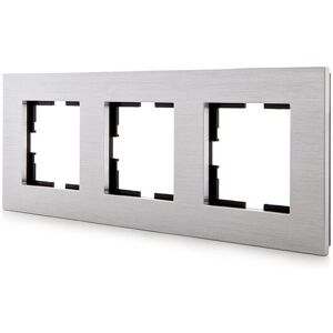 Greenice - Frame Panasonic Novella 3 Elements Horizontal-Vertical, Aluminum Eloxal Silver (Compatible With Karre Mechanisms) (GH-VK92182323)