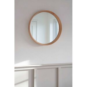 Hambledon Indoor Wall Hung Hallway Lounge Round Mirror 53cm Oak - Garden Trading