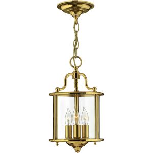 Gentry - 3 Light Small Ceiling Lantern Pendant Polished Brass, E14 - Elstead