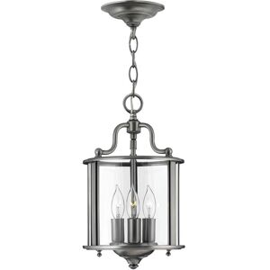 Gentry - 3 Light Small Ceiling Lantern Pendant Pewter, E14 - Elstead