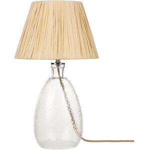 BELIANI Glass Bedside Table Lamp with Paper Shade Natural Style Blanco - Natural