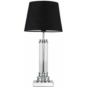 VALUELIGHTS Glass Column Touch Table Lamp Small Tapered Shade - Black