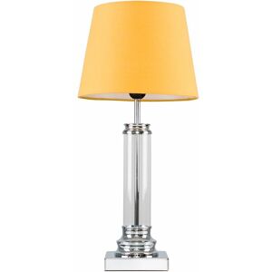 VALUELIGHTS Glass Column Touch Table Lamp Small Tapered Shade - Mustard