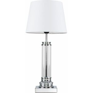 VALUELIGHTS Glass Column Touch Table Lamp Small Tapered Shade - White