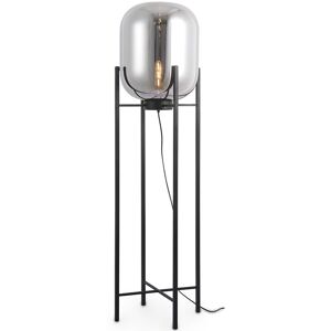 PRIVATEFLOOR Design Floor Lamp - Living Room Lamp - Grau Smoke Glass, Iron - Smoke