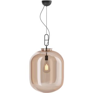 PRIVATEFLOOR Crystal Ceiling Lamp - Medium Design Pendant Lamp - Grau Amber Glass, Iron - Amber