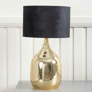 Vanity Living - Set of 2 Luxury Table Lamps, 48cm Bedside Buffet Lamp with Glass Base and Black Velvet Shade - Black