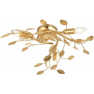 LOOPS Gold Leaf Flush Ceiling Light - 3 Bulb Decorative Fitting - Low Profile Lighting