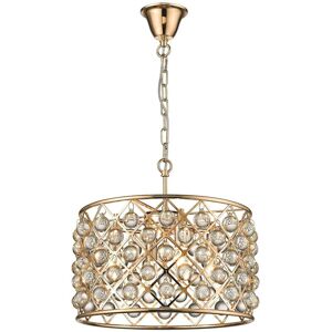4 Light Small Ceiling Pendant Gold, Clear with Crystals, E14 - Spring Lighting