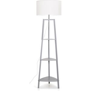 VALUELIGHTS Wooden Floor Lamp Shelving Unit Storage Light Large Shade - No Bulb - White