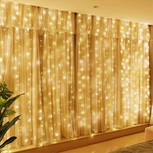 GROOFOO 200LED String Light Curtain Warm White Light Curtain 3mx2m 8 usb Lighting Modes Remote Control String Light with Timer for Christmas, Wedding,