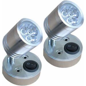 2PCS 12V Cylindrical led Spot Reading Lamp Adjustable Switch Warm Light for Camper Van Boat Led Interior Light Sliver Cool White 6000K - Groofoo