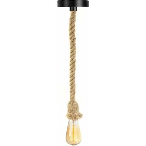 Groofoo - E27 Retro Hemp Rope Chandelier Lamp Pendant Lamps Retro Chandelier Ceiling Hemp Rope Lamp pr Bar Rope Cafe Stair Restaurant Studio -80cm