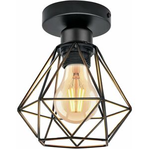 GROOFOO Industrial Ceiling Light E27 Chandelier, 1pc Vintage Light Metal Cage, Retro Pendant Lamp Ceiling For Living Room Kitchen Room Restaurant Café Bar,