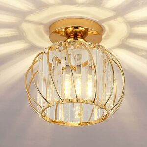 Modern Crystal Ceiling Light E27 led Mini Crystal Chandelier Ceiling Light for Kitchen Dining Room Bedroom Hallway Entrance (gold) - Groofoo