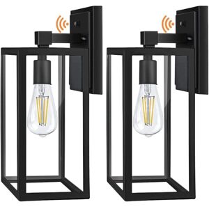 Groofoo - Outdoor Wall Light Outdoor Wall Sconce with Clear Glass Shade, 2 Pack Outdoor Wall Light E27 IP44 Waterproof Matte Black